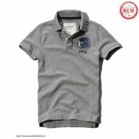 heren abercrombie and fitch korte polo t-shirt lichtgrijs chief pattern Overhemd Culture podk8701